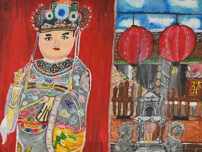 門神－我畫的是門神還有台灣的文化，在保安宮有很多人會去拜拜。