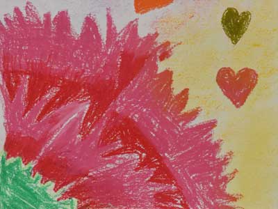 愛馨－我畫的這幅要送給媽咪，上面有康乃馨還有很多愛心，充滿愛心。