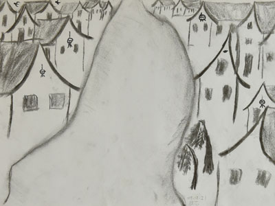 河旁的神屋－我用畫筆畫出我想像中以前中國的模樣。